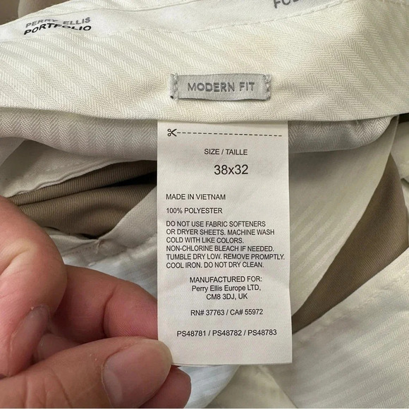 NWT Perry Ellis Portfolio Mens Pants 38x32 Khaki Folio Flex Comfort Waistband - Picture 12 of 14